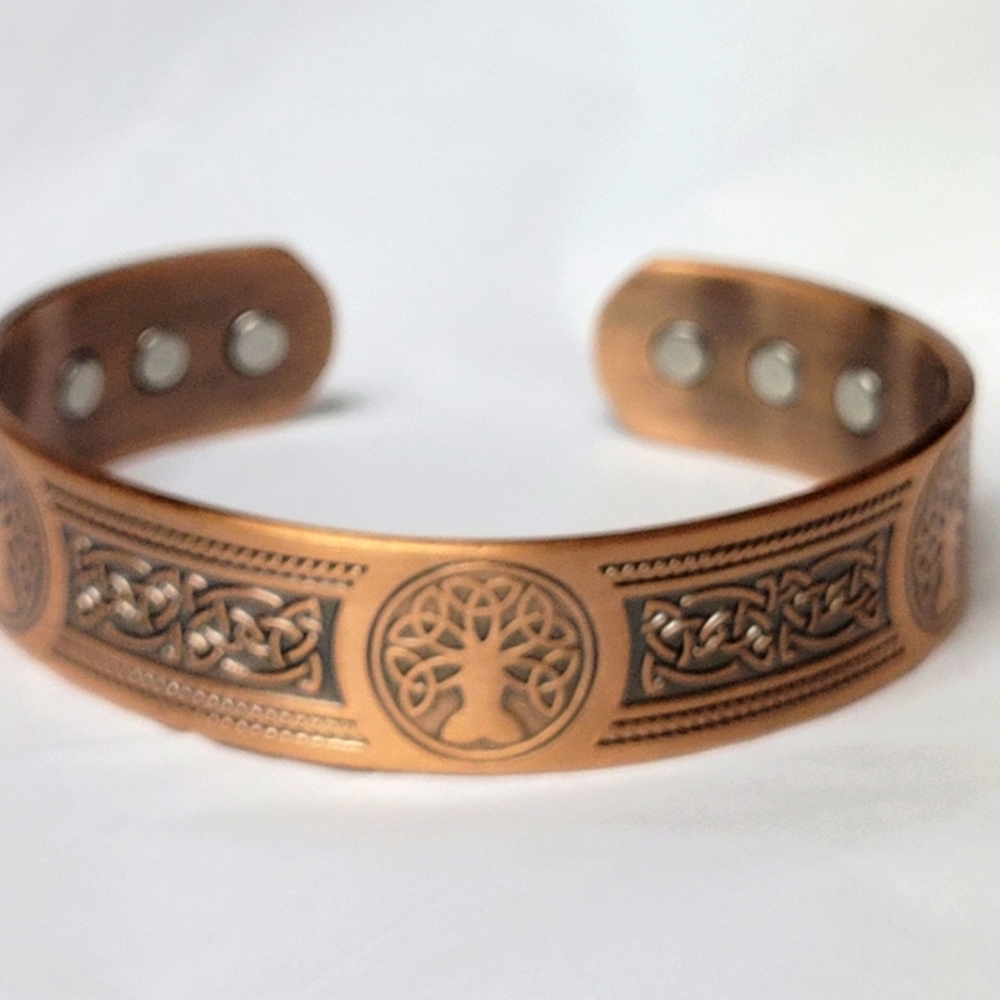 UNISEX - ADJUSTABLE Copper Magnetic Healing Celtic Tree Of Life Cuff Bracelet